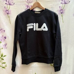 Fila Black and White Logo Graphic Sweatshirt